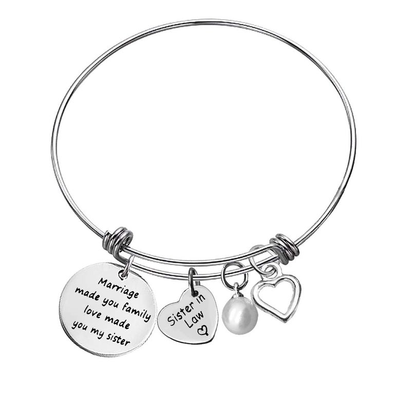 Xiahuyu Sister in Law Gifts Marriage Made You Family Love Made You My Sister Bangle Bracelet Christmas Birthday Gifts Mothers Day Wedding Gifts for Sister in Law - Image 1